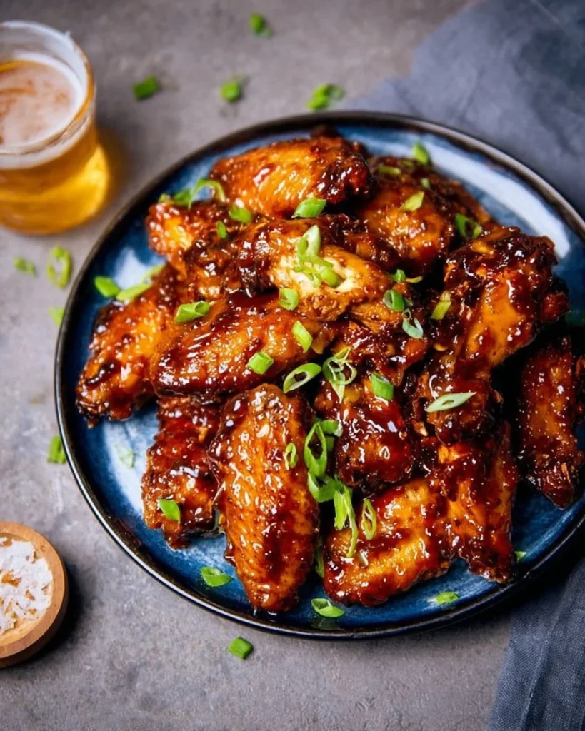 Delicious Tamarind Chicken Wings garnished with herbs on a plate