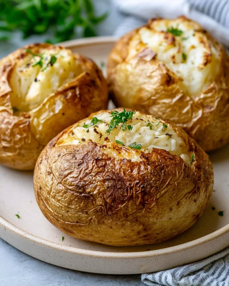 Delicious air fryer baked potatoes served with toppings