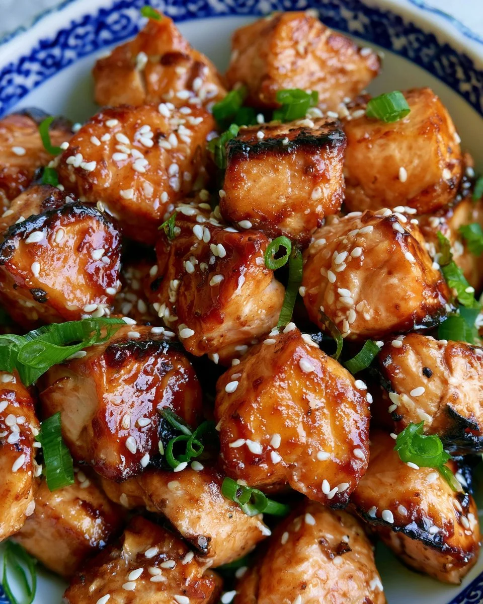 Air Fryer Teriyaki Salmon Bites - Nourished by Nic