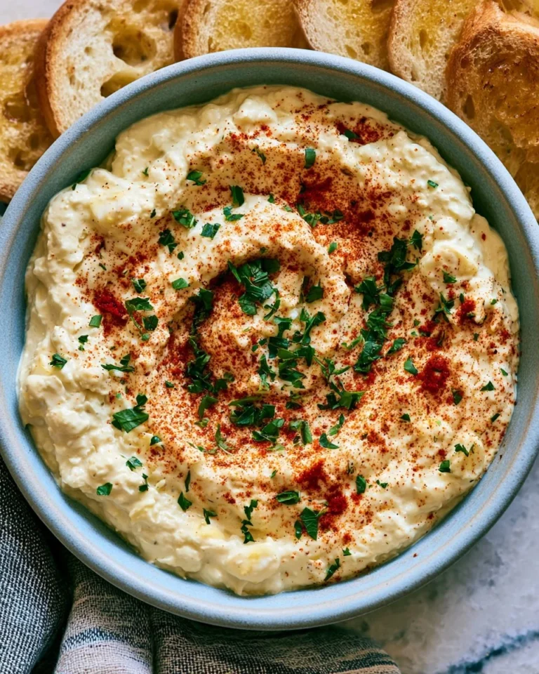 Delicious Deviled Egg Dip served with veggies and crackers for a party appetizer