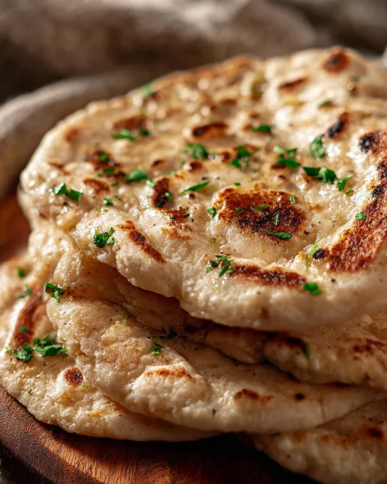 Homemade gluten-free naan bread served with dips and dishes.