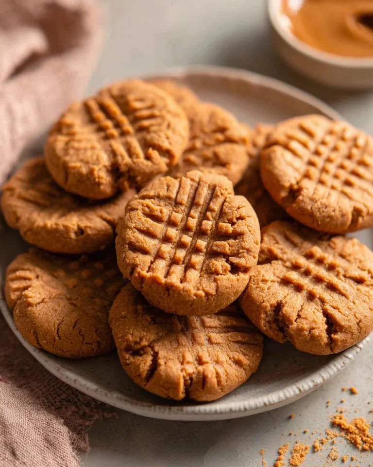 Freshly baked peanut butter cookies on a cooling rack