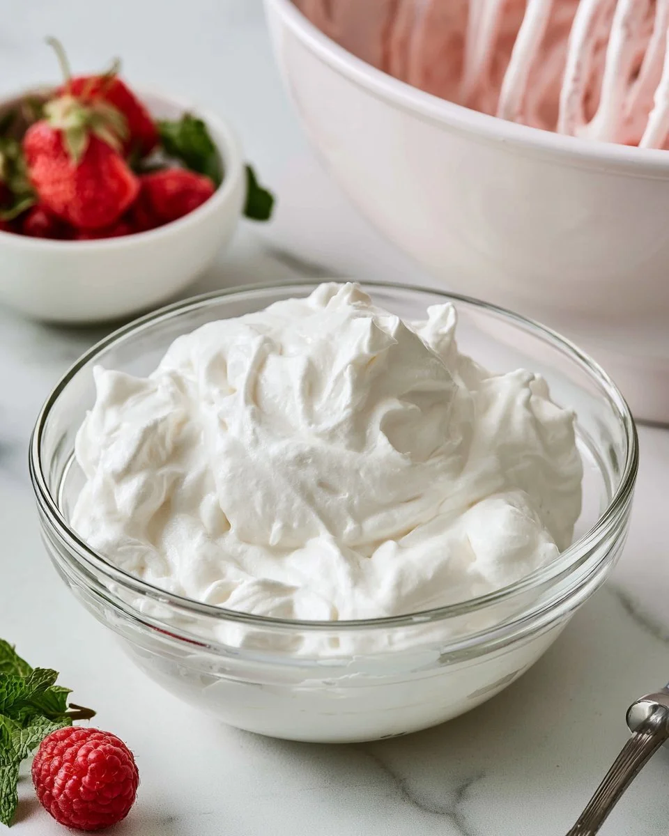 Homemade 3 ingredient whipped cream in a bowl