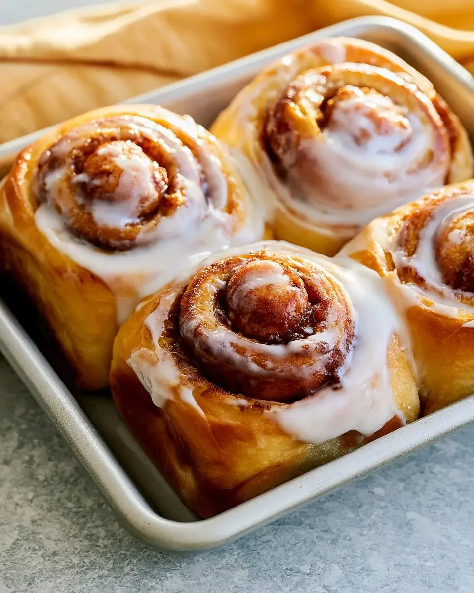 Freshly made air fryer cinnamon rolls with icing