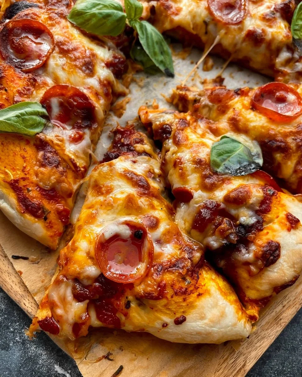Crispy air fryer pizza with assorted toppings and a golden crust
