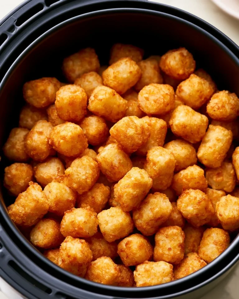 Golden and crispy air fryer tater tots on a plate