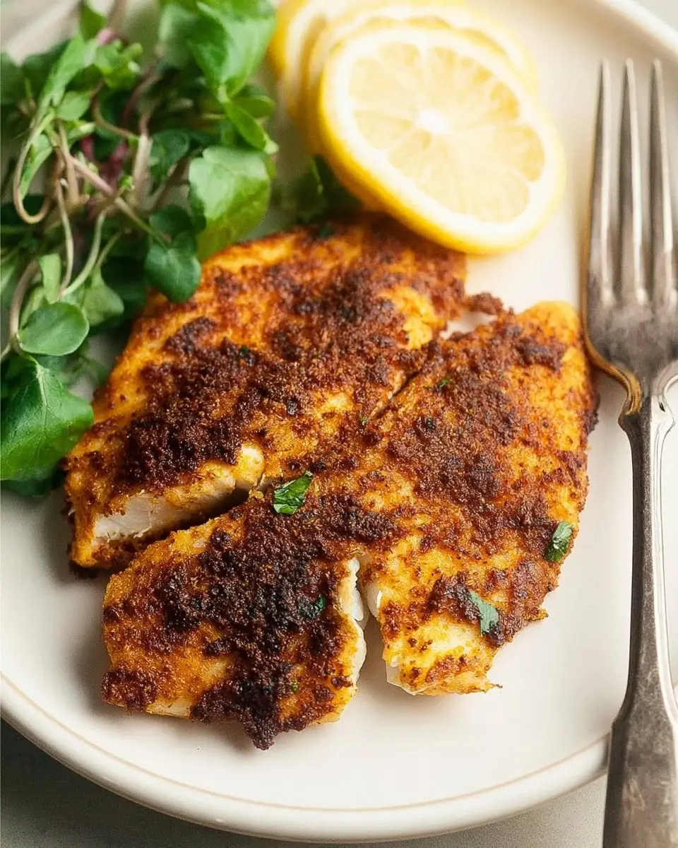 Crispy air fryer tilapia served with vegetables on a plate