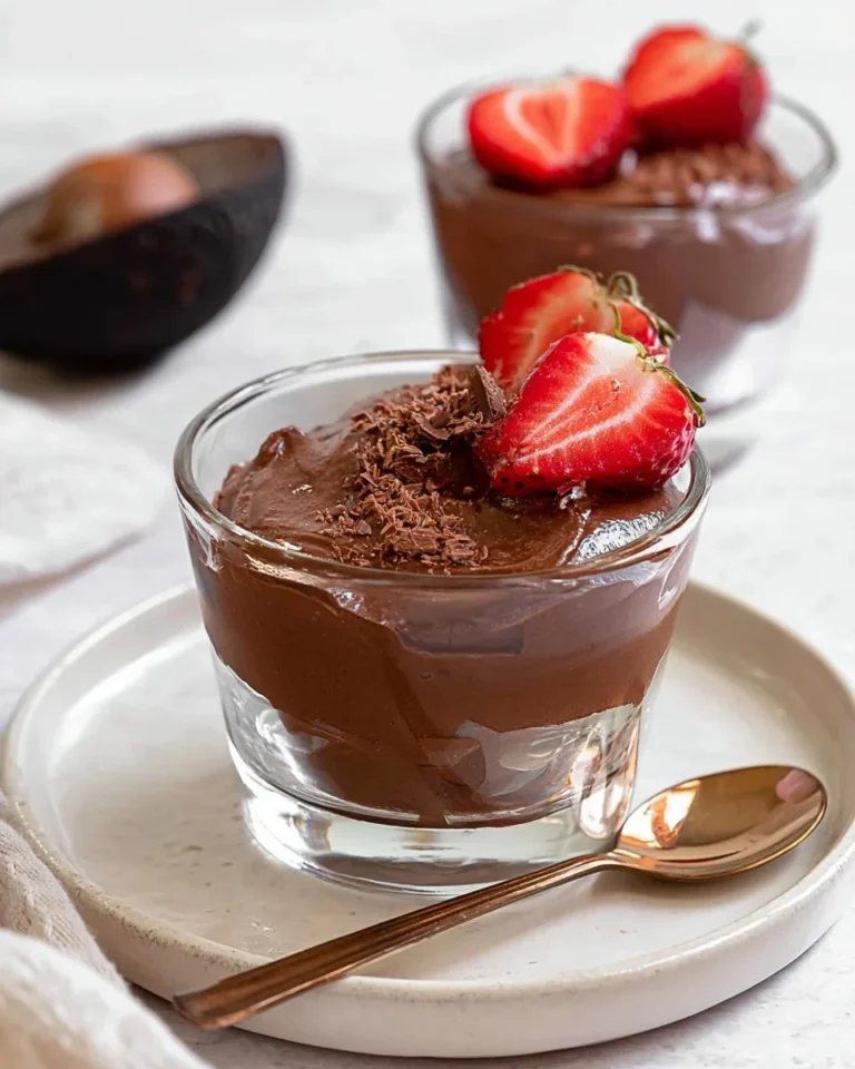 Delicious avocado chocolate mousse served in a bowl, a healthy dessert option.