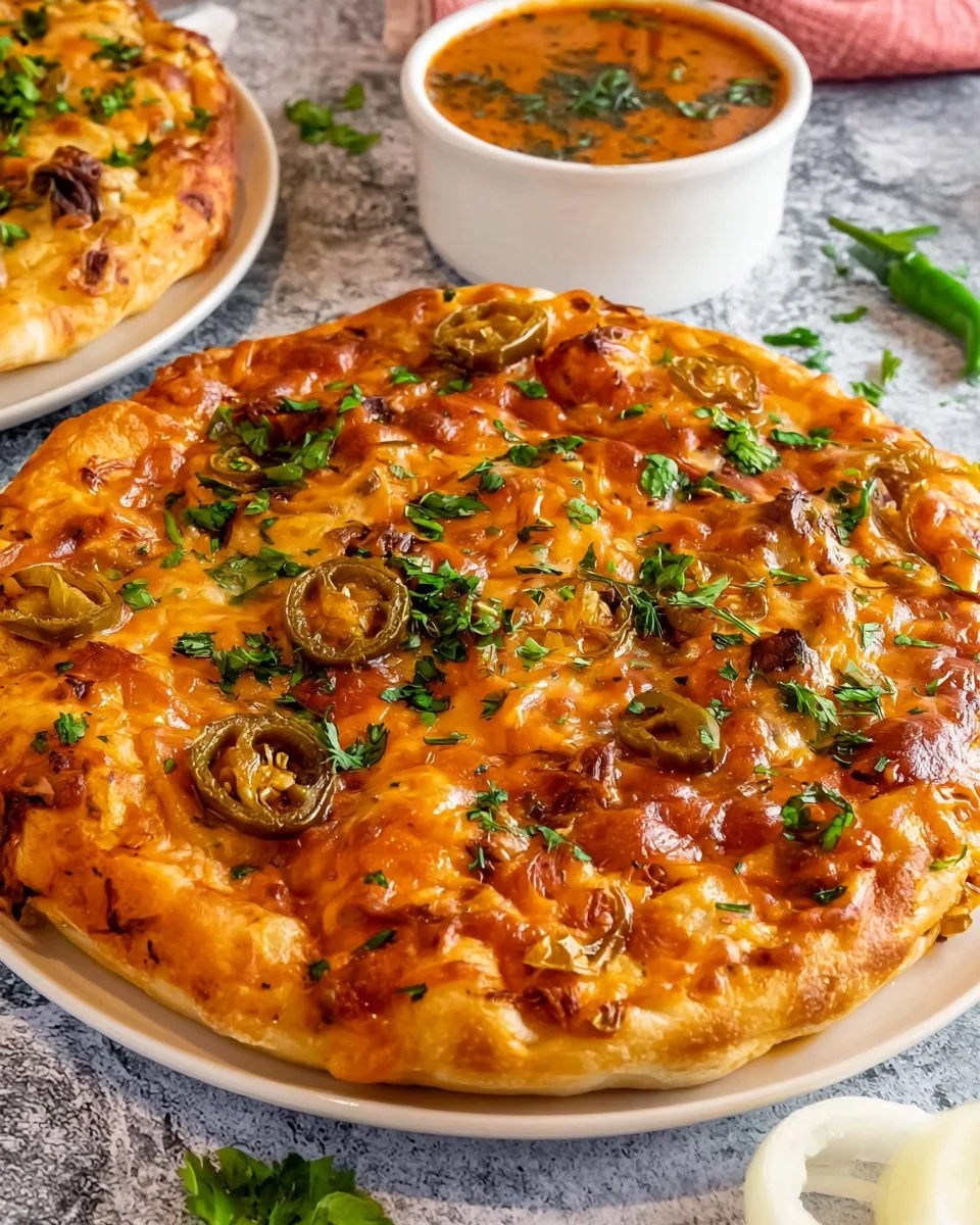 Delicious Birria Pizza topped with juicy meat and melted cheese