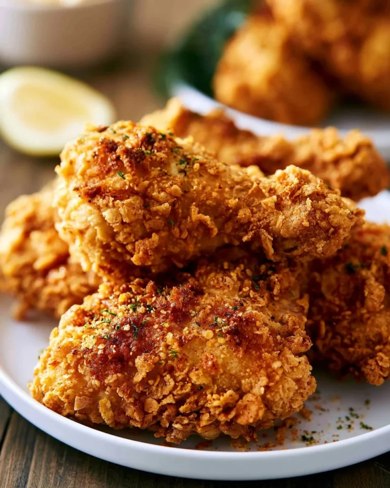 Delicious buttermilk oven fried chicken served on a plate