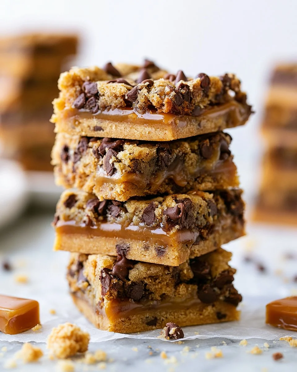 Delicious caramel cookie bars with a gooey caramel topping