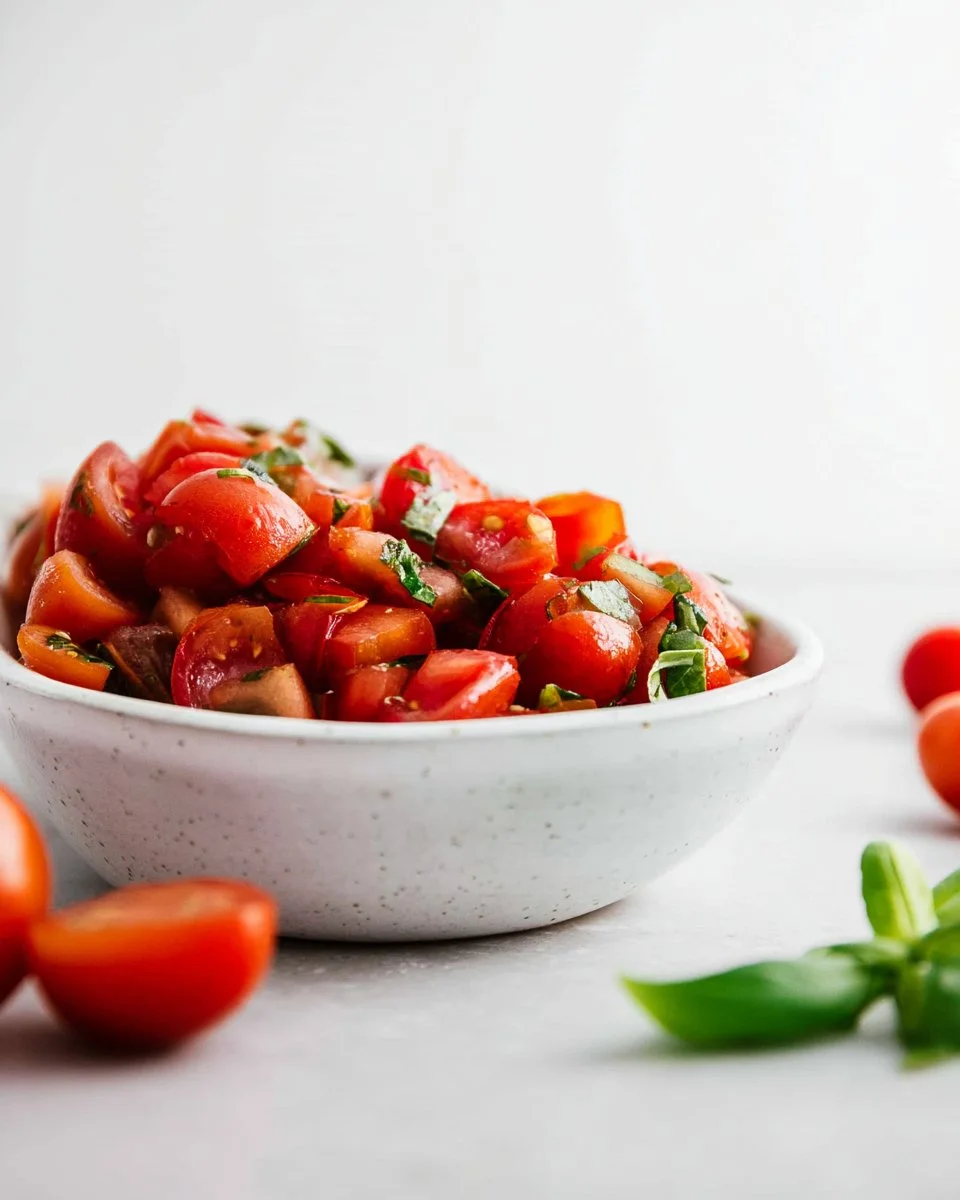 Colorful Cherry Tomato Salad with fresh herbs and dressing