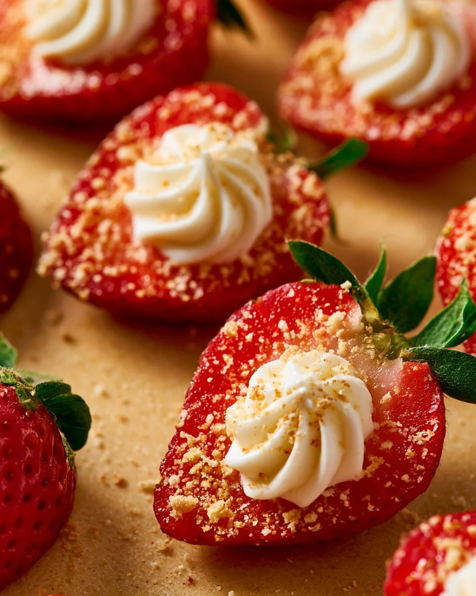 Delicious deviled strawberries served on a platter with toppings