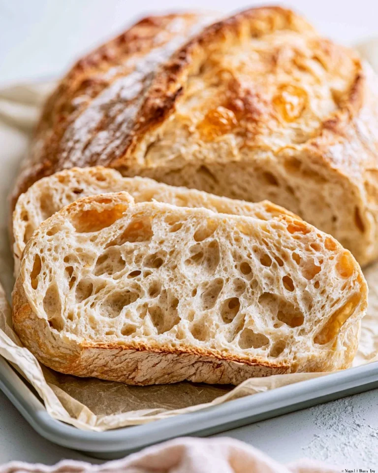 Freshly baked Dutch Oven Bread with a crispy crust and soft interior