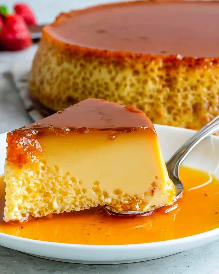 Delicious homemade flan dessert served on a plate