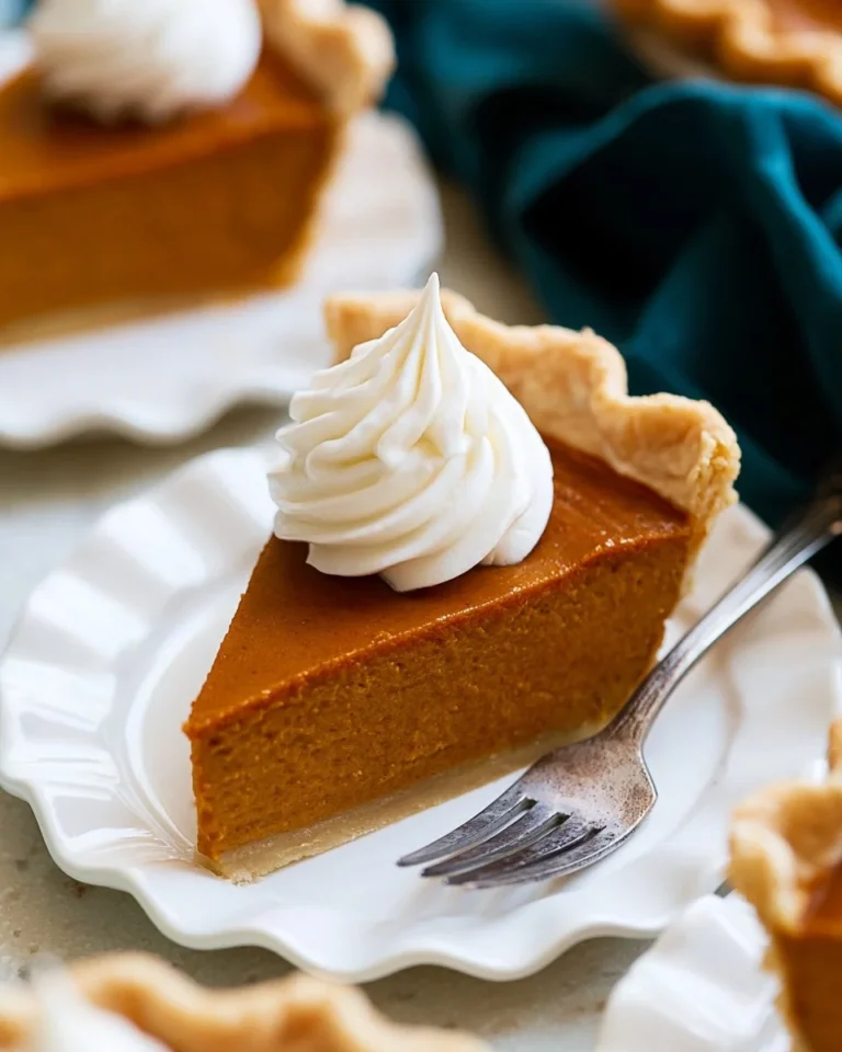 Delicious easy pumpkin pie fresh from the oven, ready to serve