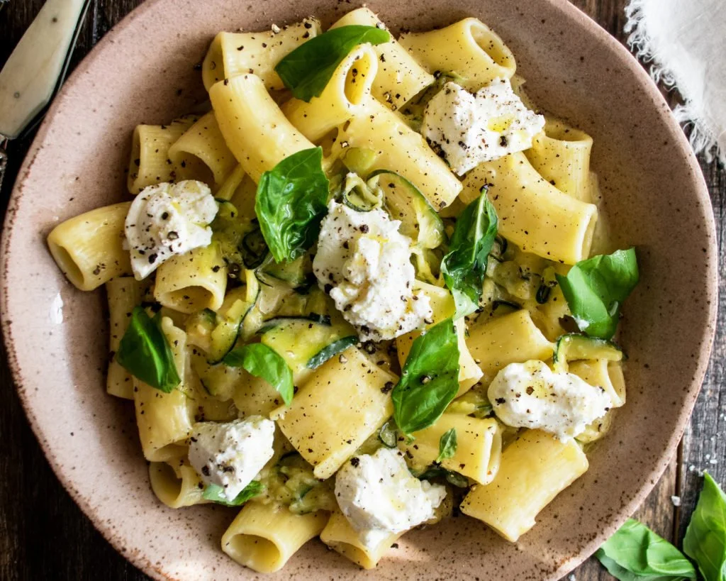 Easy Zucchini Pasta with Ricotta & Basil