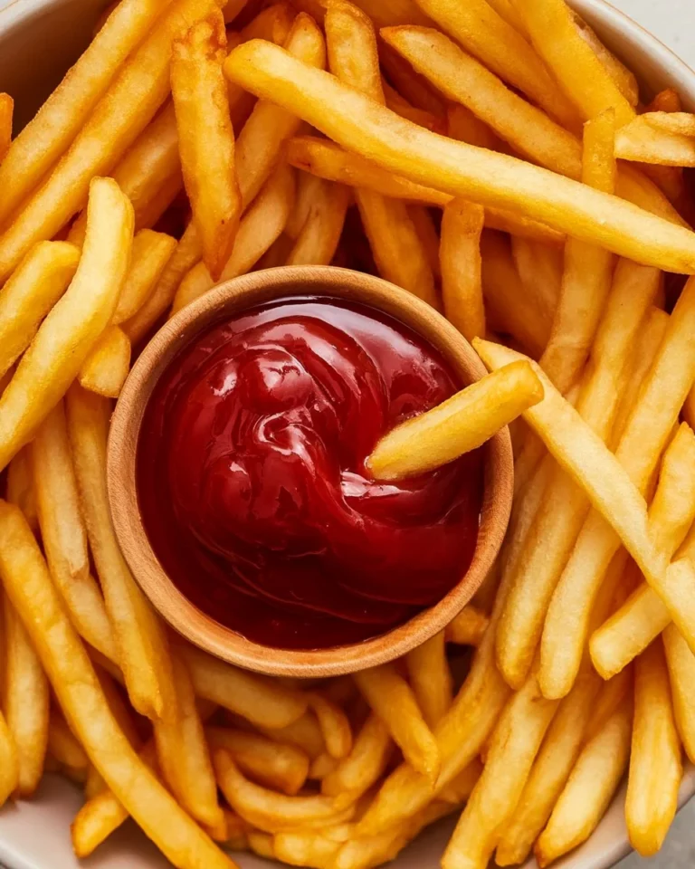Crispy air-fried frozen french fries served in a bowl