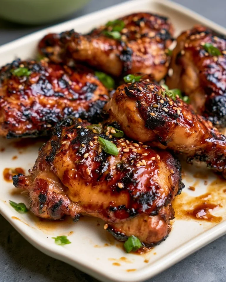 Delicious grilled sticky chicken ready to serve, showcasing juicy grilled chicken.