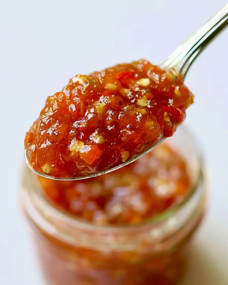 Homemade jalapeño pepper jelly in jars, perfect for canning or freezing.