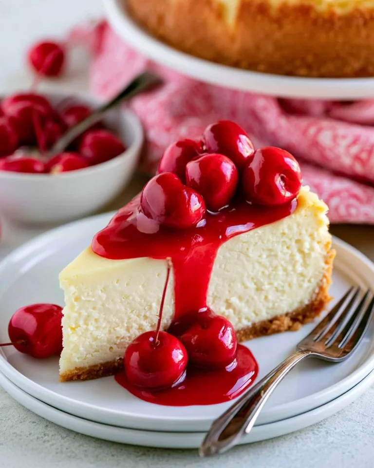 Slice of New York style cheesecake topped with fresh berries