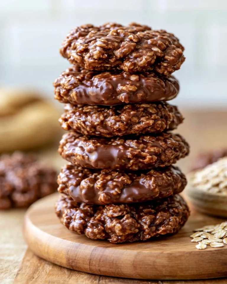 Delicious no bake cookies on a plate, ready to enjoy.