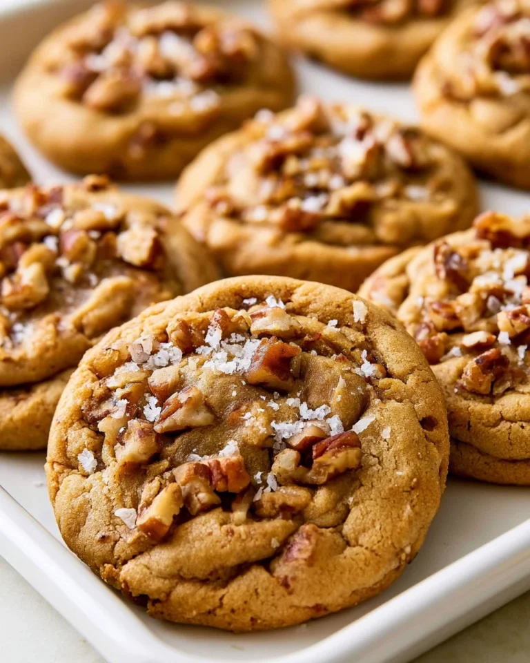 Plate of homemade pecan cookies with a sprinkle of sugar