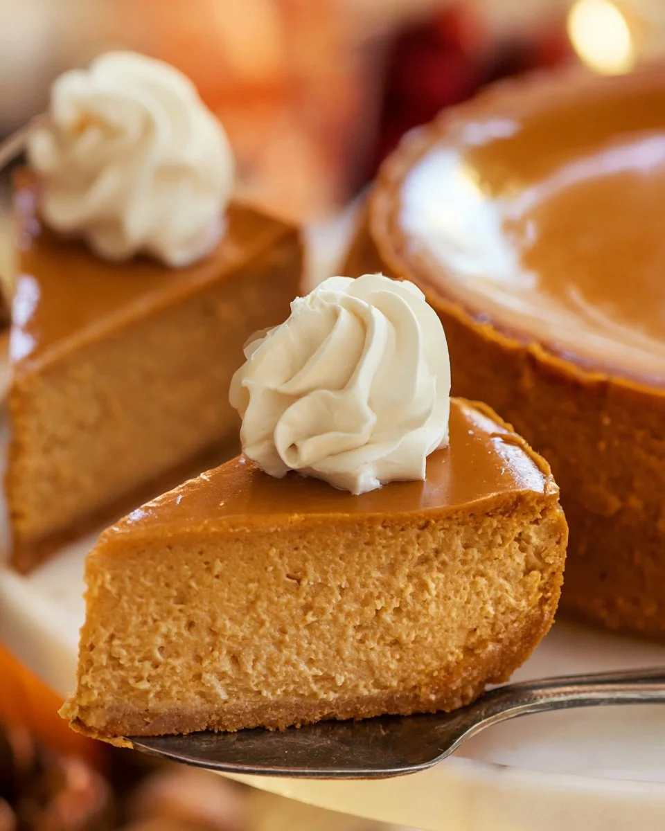 Delicious Pumpkin Cheesecake with Cottage Cheese served on a plate