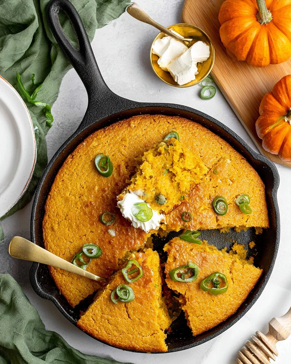 Moist and delicious pumpkin cornbread ready to be served