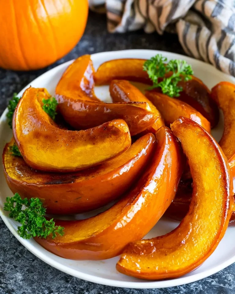 Delicious roasted pumpkin served in a rustic dish with herbs and spices