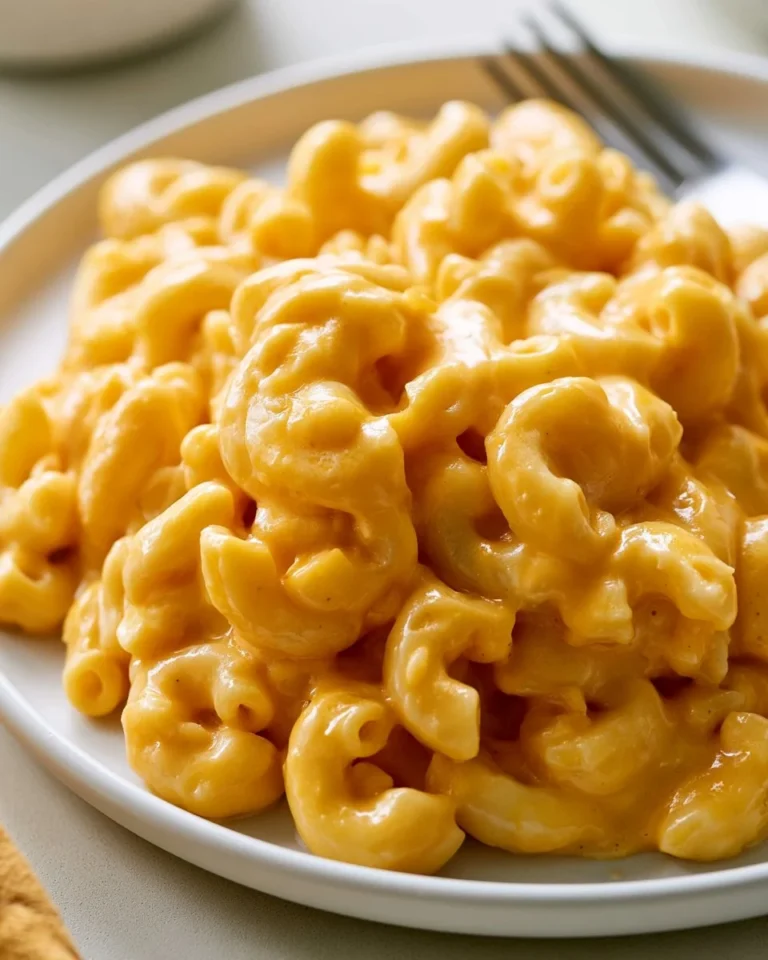 Delicious stovetop mac and cheese prepared with creamy cheese sauce.