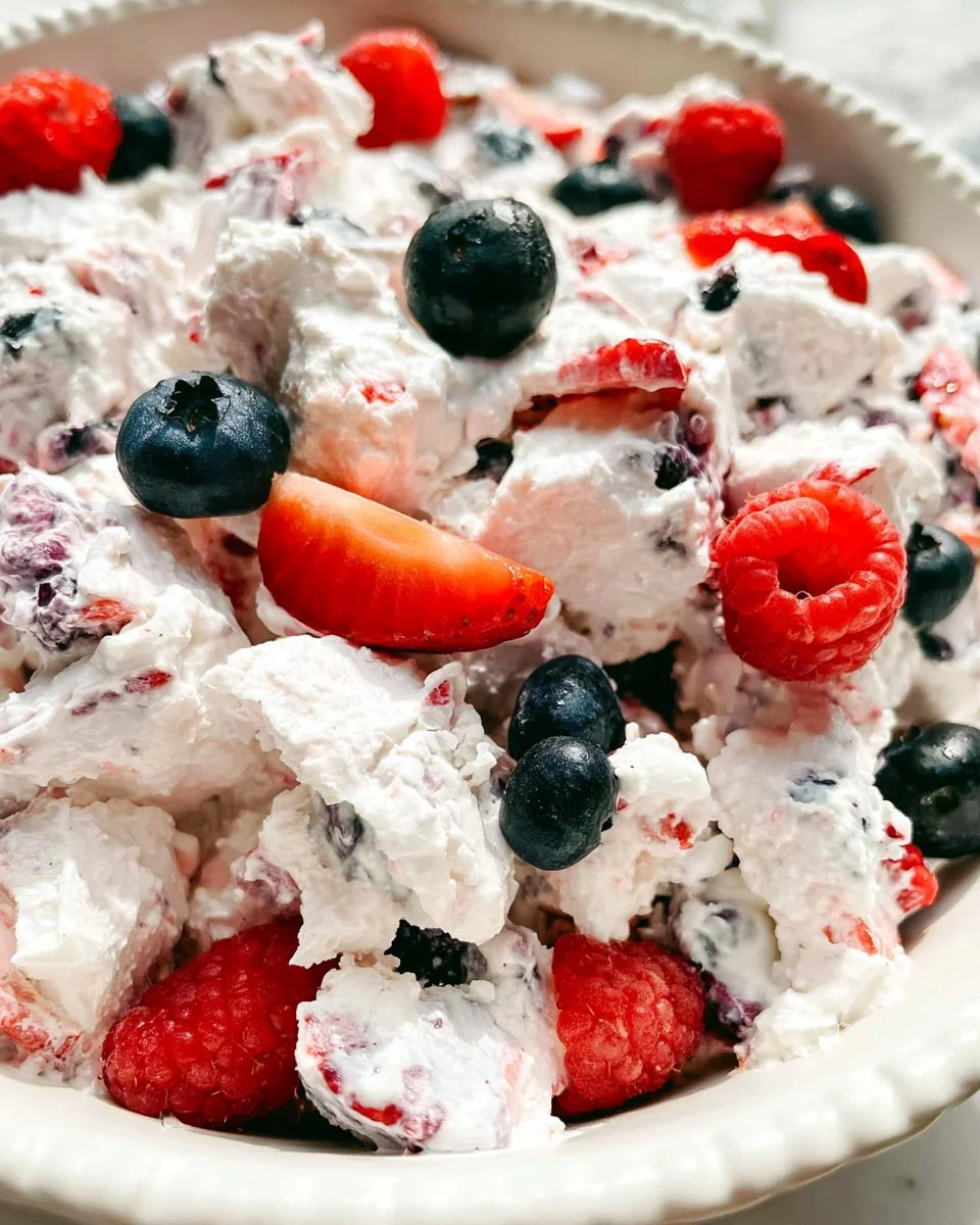 Very Berry Cheesecake Salad with fresh berries and creamy cheesecake