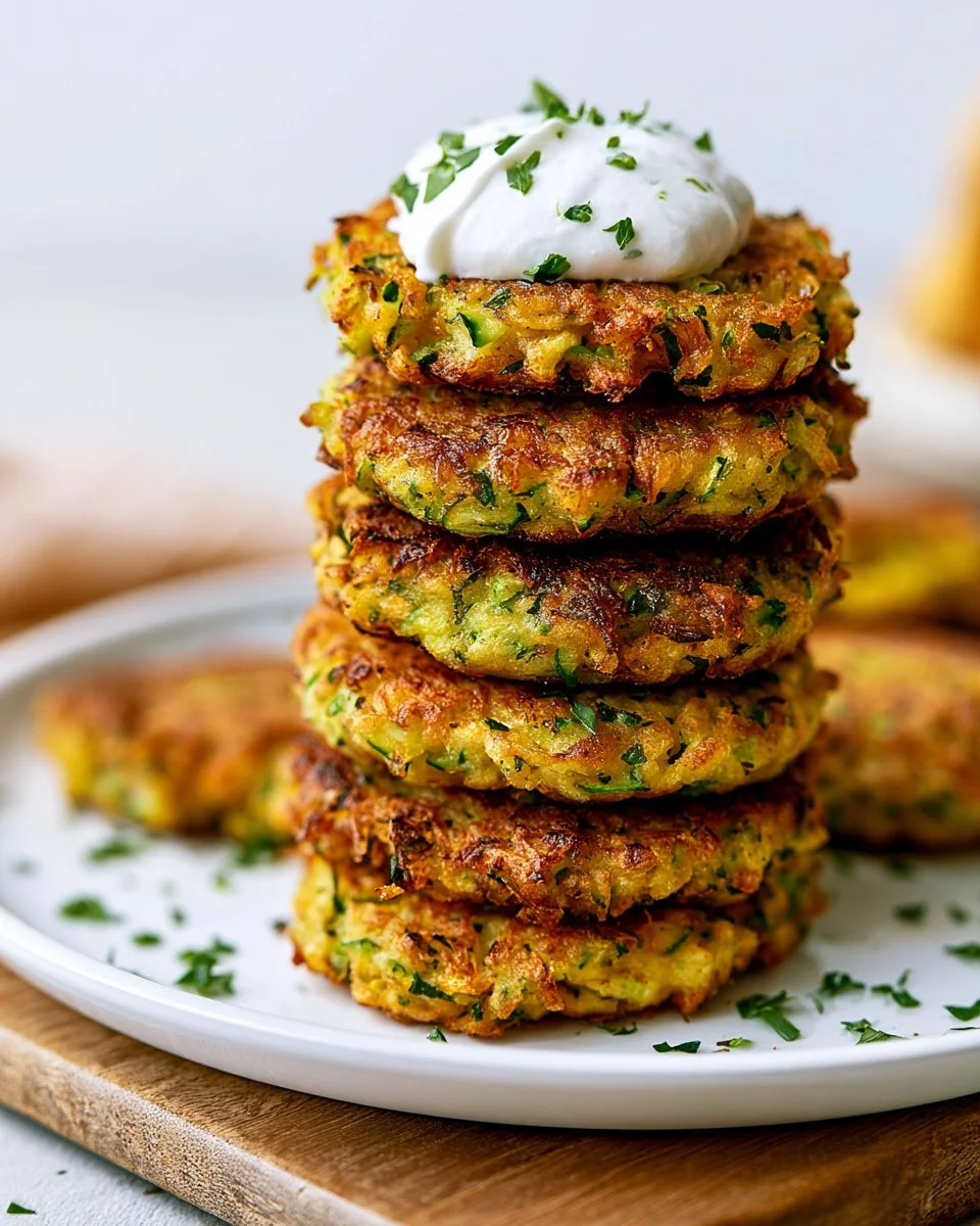 Plate of crispy zucchini fritters served with dipping sauce