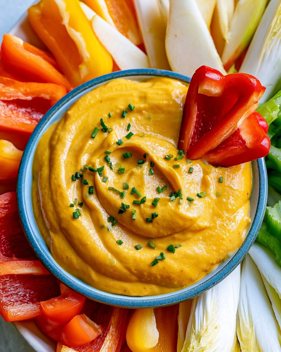 Dairy-Free Autumn Veggie Dip served with fresh assorted vegetables