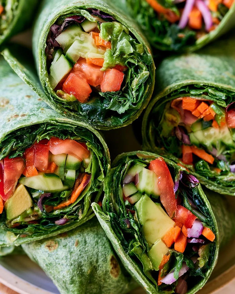 Loaded vegan wraps filled with fresh vegetables and plant-based ingredients