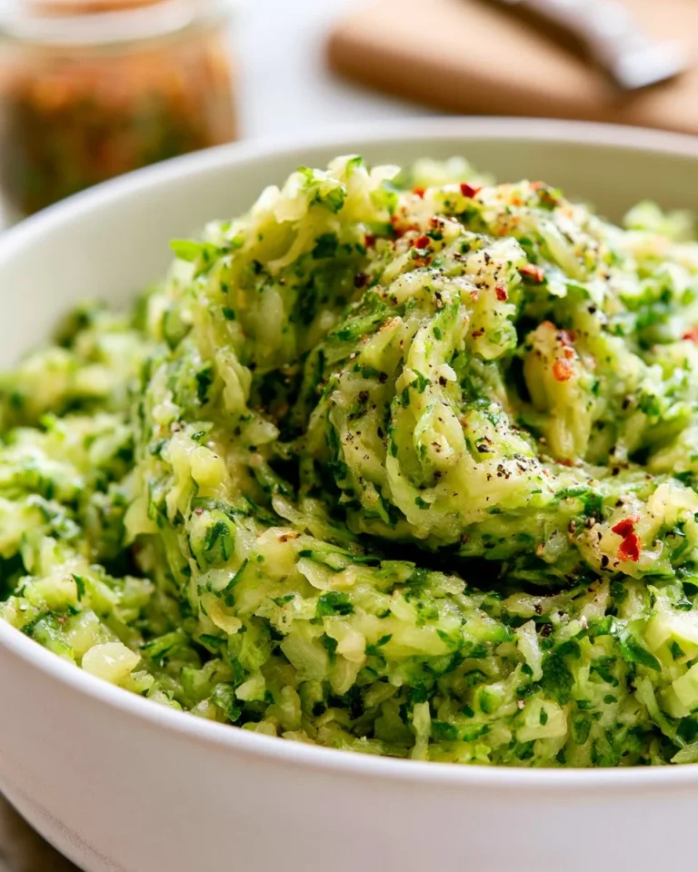 Sautéed shredded zucchini served in a skillet, healthy vegetable dish