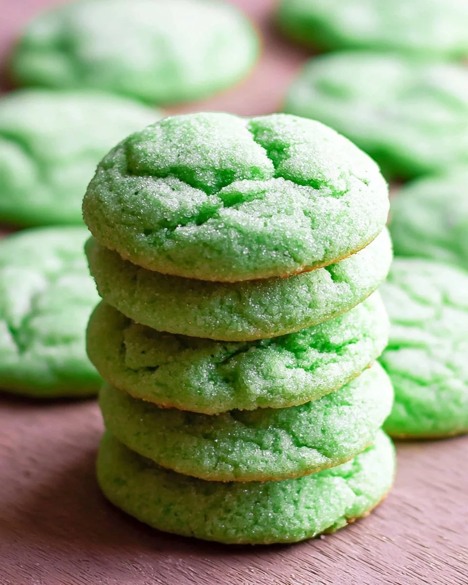 Soft and chewy green sugar cookies on a plate, perfect for any celebration.